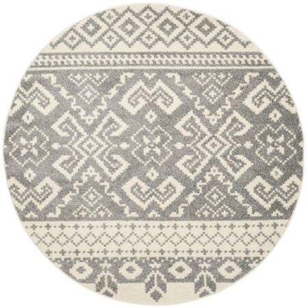 Safavieh 6 X 6 Ft. Round Casual Adirondack- Ivory And Silver Power Loomed Rug ADR107B-6R